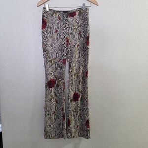 Express Red and Black Patterned Women's Flare Pants